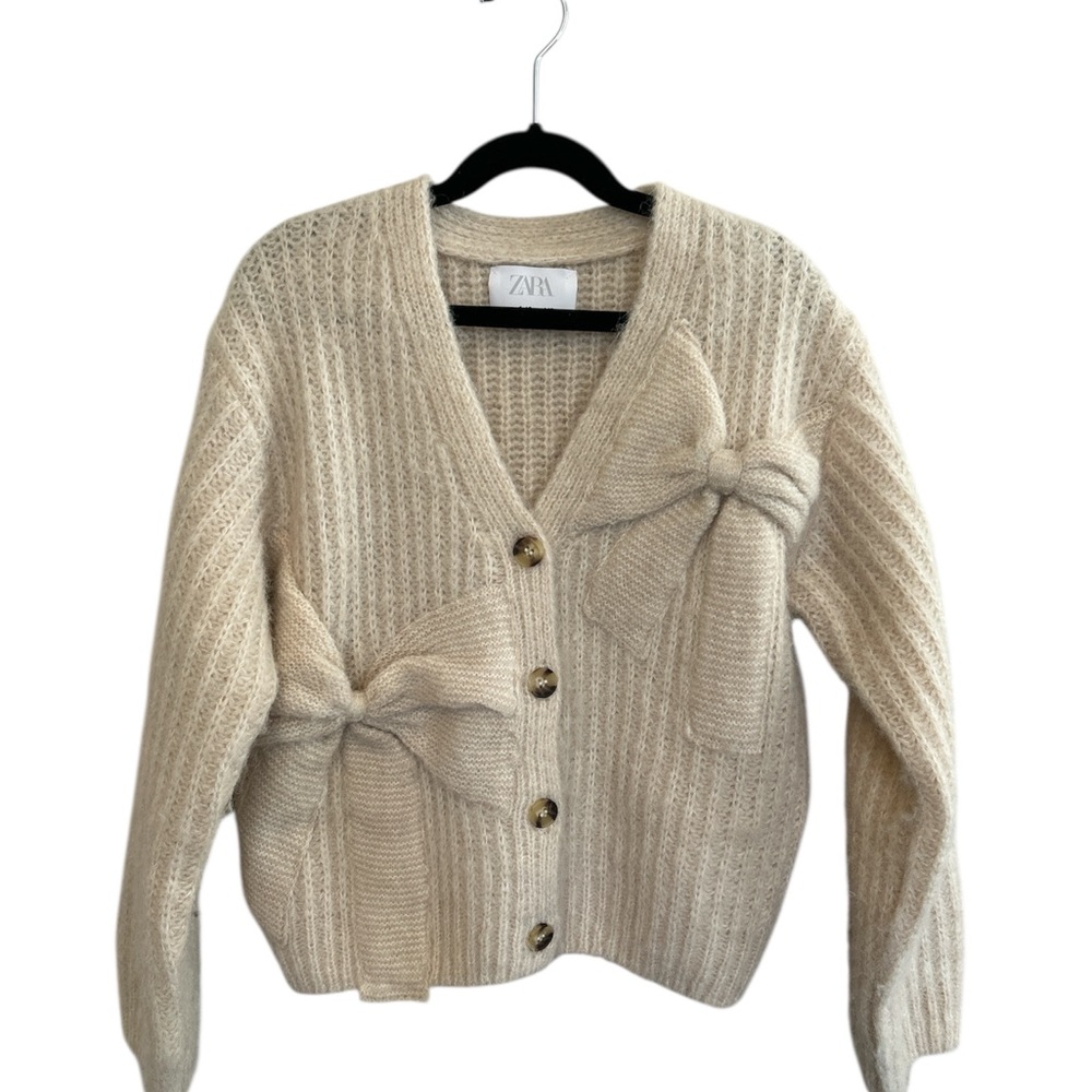 Zara Cream Chunky Knit Cardigan Sweater